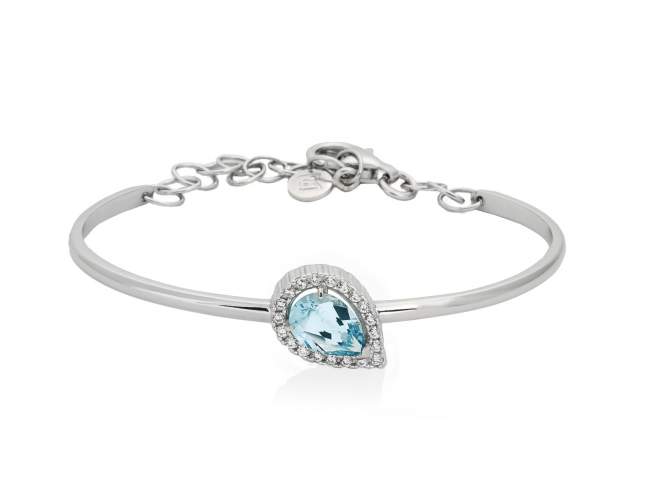 Bracelet EVA Blue in silver de Marina Garcia Joyas en plata Bracelet in rhodium plated 925 sterling silver with white cubic zirconia and synthetic stone in aquamarine color.  