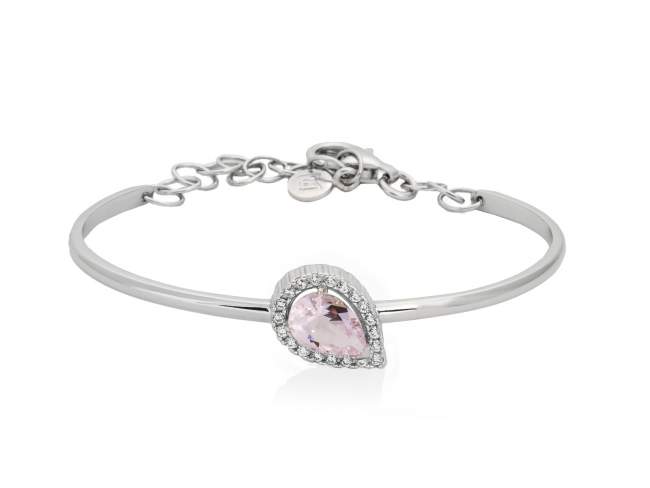 Bracelet EVA Pink in silver de Marina Garcia Joyas en plata Bracelet in rhodium plated 925 sterling silver with white cubic zirconia and synthetic stone water pink.  
