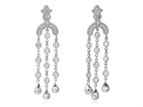 Earrings LONG White in silver
