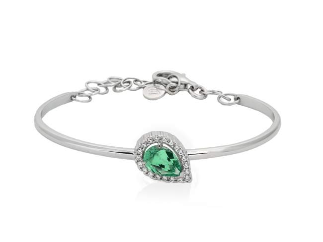 Bracelet EVA Green in silver de Marina Garcia Joyas en plata Bracelet in rhodium plated 925 sterling silver with white cubic zirconia and synthetic stone in emerald color.
