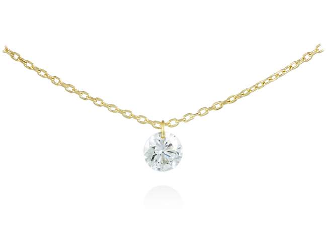 Halskette in 18kt. Gold und Diamanten de Marina Garcia Joyas en plata Halskette in Gelbgold  (750/1000) und 1 Diamant Gesamtgewicht 0,15 ct. (Farbe: Wesselton (H) Klarheit: SI) (Mit einem Laserbohrer auf bezel facette). (Länge: 40-42 cm)
