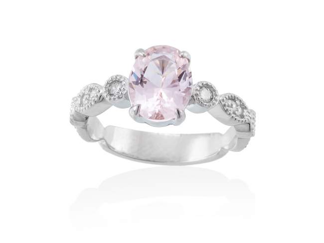 Ring LEONOR Pink in silver de Marina Garcia Joyas en plata <p>Ring in rhodium plated 925 sterling silver, white cubic zirconia and synthetic morganite.</p>
