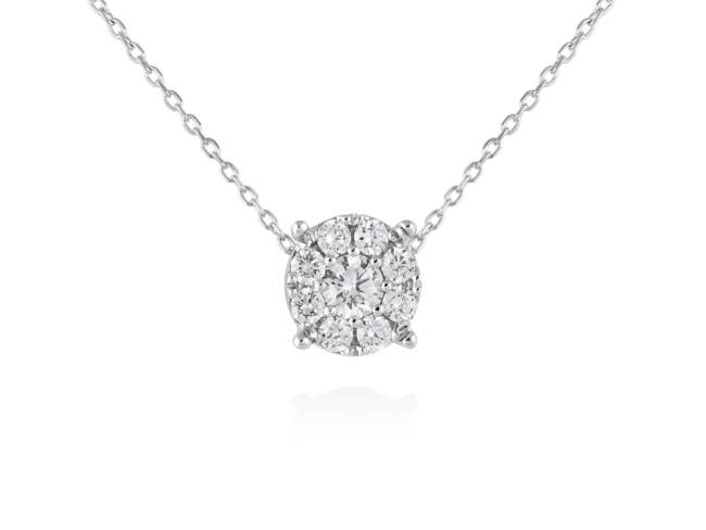 Necklace in 18kt. Gold and diamonds de Marina Garcia Joyas en plata Necklace in rodhium plated 18kt white gold with 1 diamond carat total weight 0.10  (Color: Top Wesselton (G) Clarity: SI) and 8 diamonds carat total weight 0.13  (Color: Top Wesselton (G) Clarity: SI).(length: 40-42 cm.)