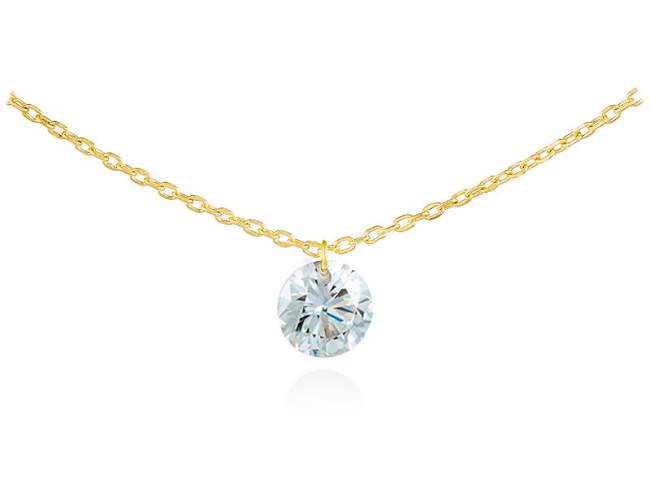Necklace in 18kt. Gold and diamonds de Marina Garcia Joyas en plata Necklace in 18kt yellow gold with 1 diamond carat total weight 0.25 (Color: Top Wesselton (G) Clarity: SI) (With a laser drill on bezel facet). (length: 40-42 cm.)