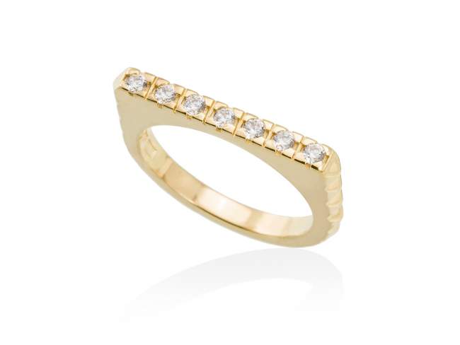 Ring KLANDESTINE  in golden silver de Marina Garcia Joyas en plata Ring in 18kt yellow gold plated 925 sterling silver with white cubic zirconia.  