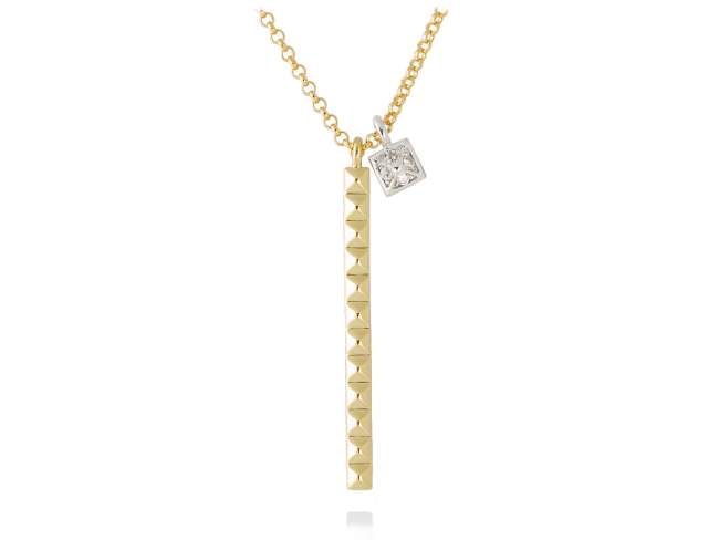 Necklace KLANDESTINE  in golden silver de Marina Garcia Joyas en plata Necklace in 18kt yellow gold plated 925 sterling silver with white cubic zirconia. (Length of necklace: 40+5 cm. Size of pendant: 3,6 cm.)