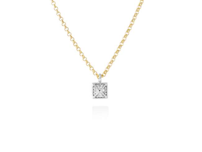 Necklace KLANDESTINE  in silver de Marina Garcia Joyas en plata Necklace in 18kt yellow gold and rhodium plated 925 sterling silver with white cubic zirconia. (length: 40+5 cm.)