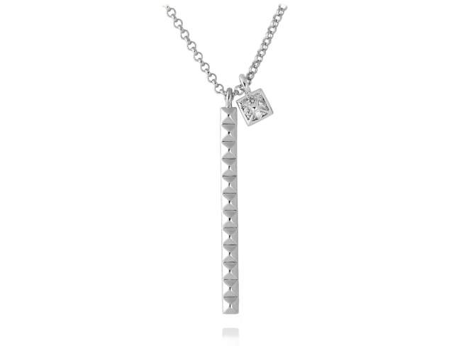 Necklace KLANDESTINE  in silver de Marina Garcia Joyas en plata Necklace in rhodium plated 925 sterling silver and white cubic zirconia.   (Length of necklace: 40+5 cm. Size of pendant: 3,6 cm.)
