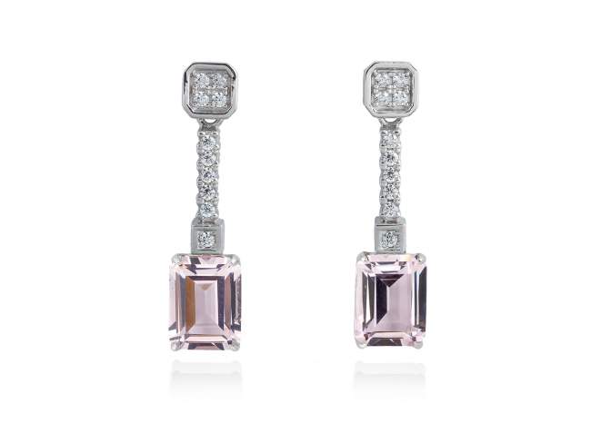 Earrings BERTA Pink in silver de Marina Garcia Joyas en plata Earrings in rhodium plated 925 sterling silver with white cubic zirconia and synthetic stone water pink. (size: 2,7 cm.)