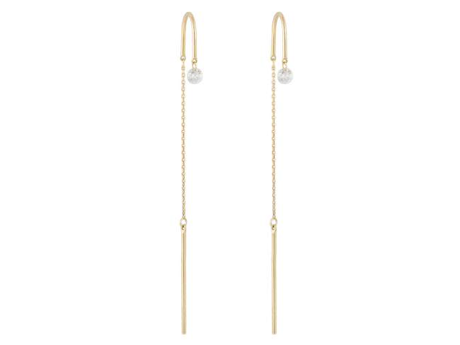 Earrings in 18kt. Gold and diamonds de Marina Garcia Joyas en plata Earrings in 18kt yellow gold with 2 diamonds carat total weight 0.14 with a laser drill on bezel facet.