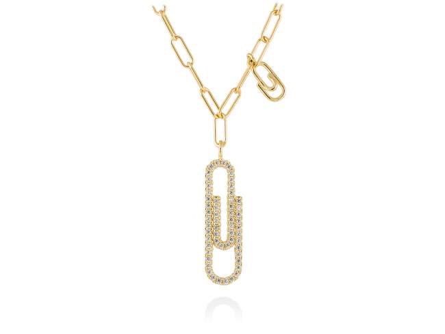Necklace CHAIN  in golden silver de Marina Garcia Joyas en plata Necklace in 18kt yellow gold plated 925 sterling silver with white cubic zirconia. (Length of necklace: 45 cm. Size of pendant: 3 cm.)