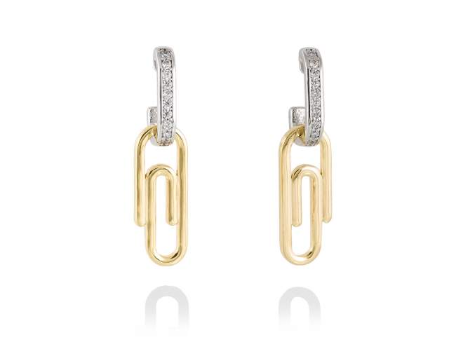 Earrings CHAIN  in golden silver de Marina Garcia Joyas en plata Earrings in 18kt yellow gold and rhodium plated 925 sterling silver and white cubic zirconia. (size: 3,4 cm.)