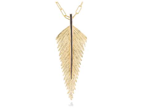 Colgante pluma en plata dorada Sioux