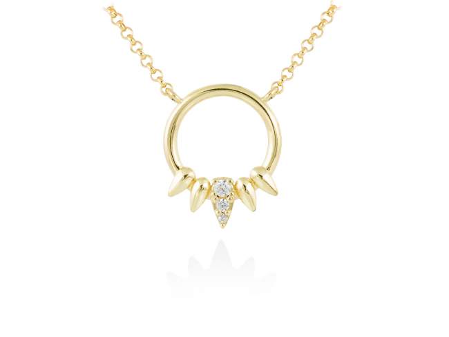 Necklace FAR WEST  in golden silver de Marina Garcia Joyas en plata Necklace in 18kt yellow gold plated 925 sterling silver with white cubic zirconia. (Length of necklace: 42+3 cm. Size of pendant: 1,8 cm.)