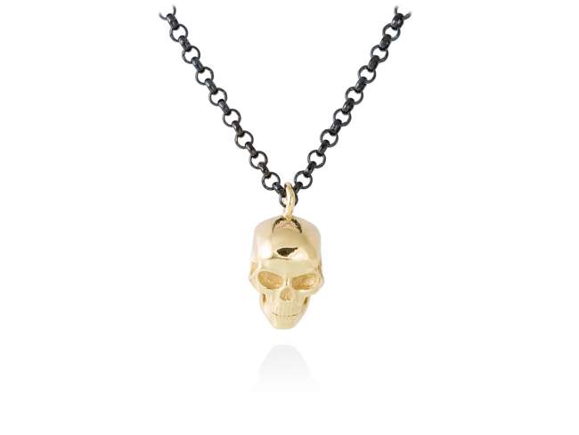 Necklace SKULL  in golden silver de Marina Garcia Joyas en plata Necklace in 18kt yellow gold and ruthenium plated 925 sterling silver. (length: 40+5 cm.)
