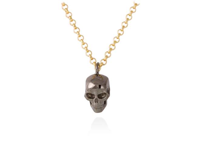 Necklace SKULL  in black silver de Marina Garcia Joyas en plata Necklace in 18kt yellow gold and ruthenium plated 925 sterling silver. (length: 40+5 cm.)