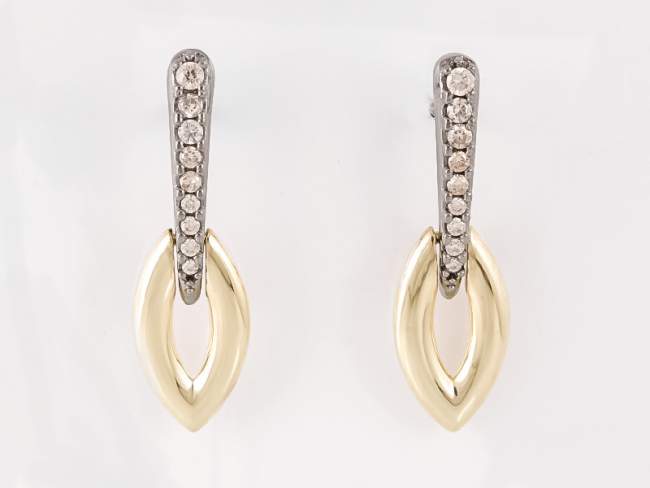 Earrings SAIL  in black silver de Marina Garcia Joyas en plata Earrings in 18kt yellow gold and ruthenium plated 925 sterling silver with cognac cubic zirconia. (size: 3 cm.)