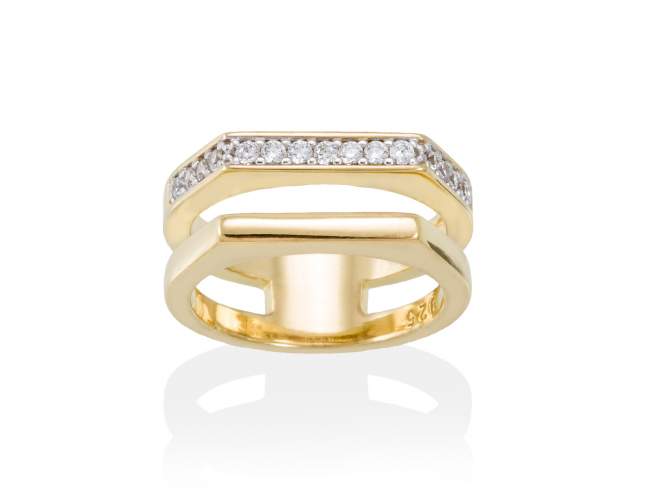 Ring SAIL  in golden silver de Marina Garcia Joyas en plata Ring in 18kt yellow gold plated 925 sterling silver with white cubic zirconia.  