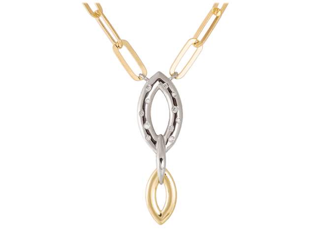 Necklace SAIL  in golden silver de Marina Garcia Joyas en plata Necklace in 18kt yellow gold and rhodium plated 925 sterling silver with white cubic zirconia. (length: 44+3 cm.)