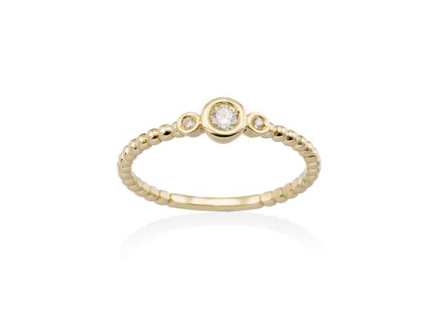 Ring in 18kt. Gold und Diamanten de Marina Garcia Joyas en plata Ring in Gelbgold  (750/1000) mit 3 Gesamtgewicht Diamant 0,09 ct. (Farbe: Top Wesselton (G) Klarheit: SI).
