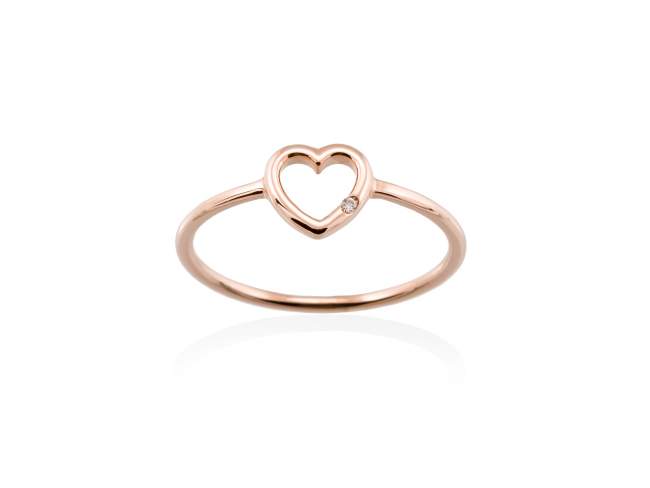 Ring in 18kt. Gold and diamonds de Marina Garcia Joyas en plata Ring in 18kt rose gold with 1 diamond carat total weight 0.006  (Color: Top Wesselton (G) Clarity: SI).