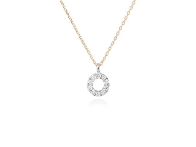 Necklace in 18kt. Gold and diamonds de Marina Garcia Joyas en plata Necklace in yellow and white 18kt gold with 10 diamonds carat total weight 0.08 (Color: Top Wesselton (G) Clarity: SI). Height of letter: 6 mm. Adjustable gold chain in 40-42 cm.