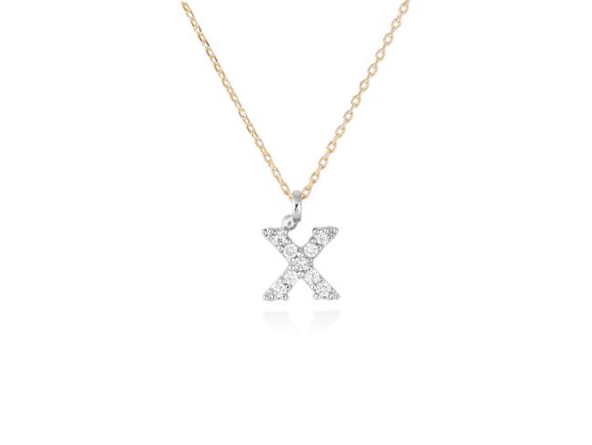 Necklace in 18kt. Gold and diamonds de Marina Garcia Joyas en plata Necklace in yellow and white 18kt gold with 9 diamonds carat total weight 0.07 (Color: Top Wesselton (G) Clarity: SI). Height of letter: 6 mm. Adjustable gold chain in 40-42 cm.