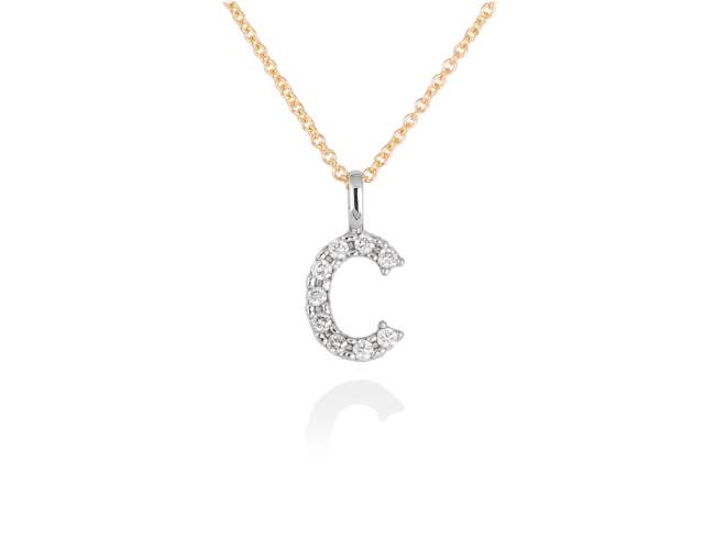Necklace in 18kt. Gold and diamonds de Marina Garcia Joyas en plata Necklace in yellow and white 18kt gold with 9 diamonds carat total weight 0.09 (Color: Top Wesselton (G) Clarity: SI). (Length of necklace: 40+2 cm. Letter dimensions: 10 x 8 mm.)