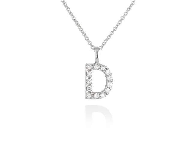 Necklace in 18kt. Gold and diamonds de Marina Garcia Joyas en plata Necklace in white 18kt gold with 13 diamonds carat total weight 0.13 (Color: Top Wesselton (G) Clarity: SI). (Length of necklace: 40+2 cm. Letter dimensions: 10 x 8 mm.)