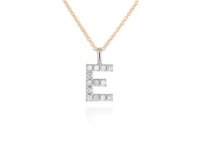 Necklace in 18kt. Gold and diamonds de Marina Garcia Joyas en plata Necklace in yellow and white 18kt gold with 13 diamonds carat total weight 0.13 (Color: Top Wesselton (G) Clarity: SI). (Length of necklace: 40+2 cm. Letter dimensions: 10 x 8 mm.)