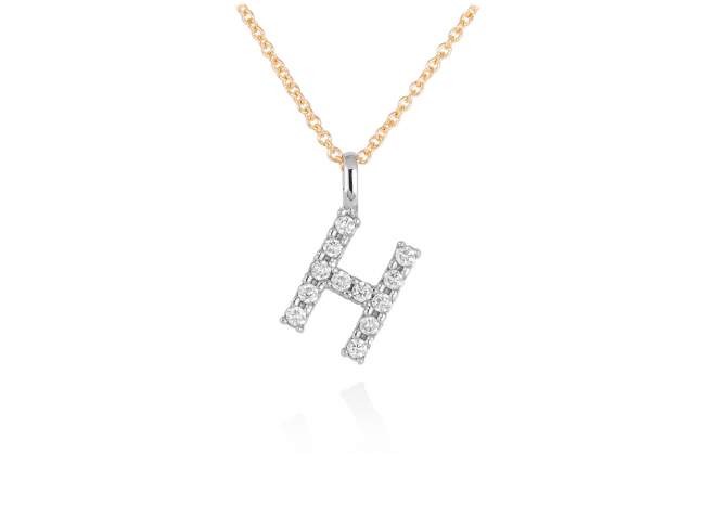 Necklace in 18kt. Gold and diamonds de Marina Garcia Joyas en plata Necklace in yellow and white 18kt gold with 12 diamonds carat total weight 0.12 (Color: Top Wesselton (G) Clarity: SI). (Length of necklace: 40+2 cm. Letter dimensions: 10 x 8 mm.)