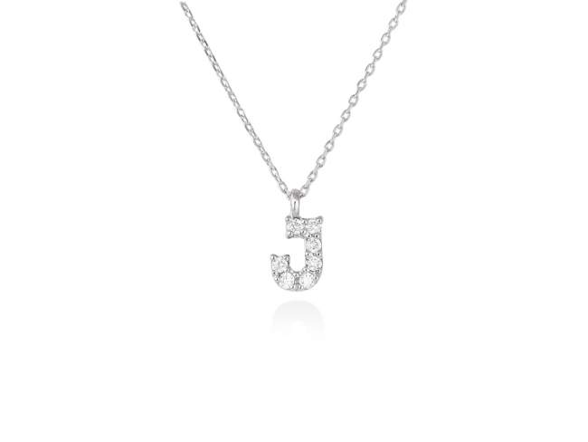 Necklace in 18kt. Gold and diamonds de Marina Garcia Joyas en plata Necklace in rodhium plated 18kt white gold with 7 diamonds carat total weight 0.05 (Color: Top Wesselton (G) Clarity: SI). Height of letter: 6 mm. Adjustable gold chain in 40-42 cm.