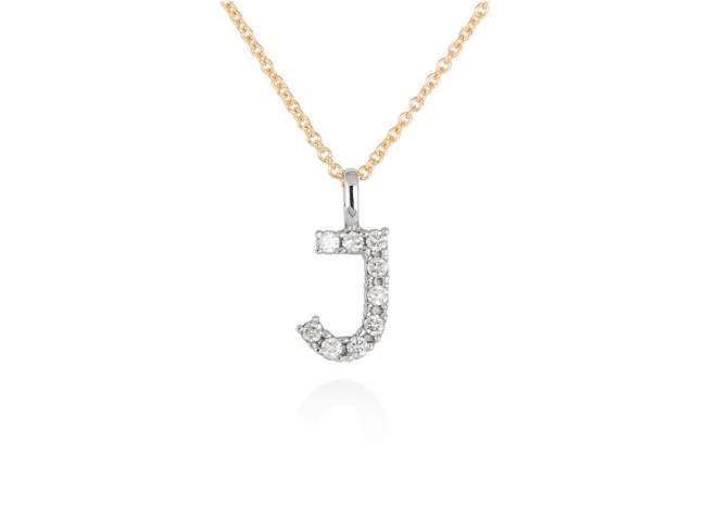 Necklace in 18kt. Gold and diamonds de Marina Garcia Joyas en plata Necklace in yellow and white 18kt gold with 9 diamonds carat total weight 0.09 (Color: Top Wesselton (G) Clarity: SI). (Length of necklace: 40+2 cm. Letter dimensions: 10 x 8 mm.)