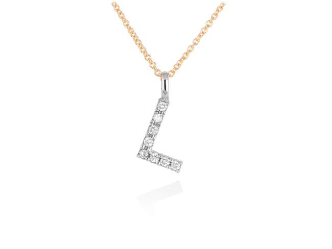 Necklace in 18kt. Gold and diamonds de Marina Garcia Joyas en plata Necklace in yellow and white 18kt gold with 8 diamonds carat total weight 0.08 (Color: Top Wesselton (G) Clarity: SI). (Length of necklace: 40+2 cm. Letter dimensions: 10 x 8 mm.)