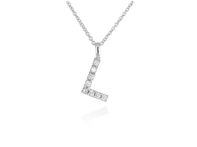 Necklace in 18kt. Gold and diamonds de Marina Garcia Joyas en plata Necklace in white 18kt gold with 8 diamonds carat total weight 0.08 (Color: Top Wesselton (G) Clarity: SI). (Length of necklace: 40+2 cm. Letter dimensions: 10 x 8 mm.)