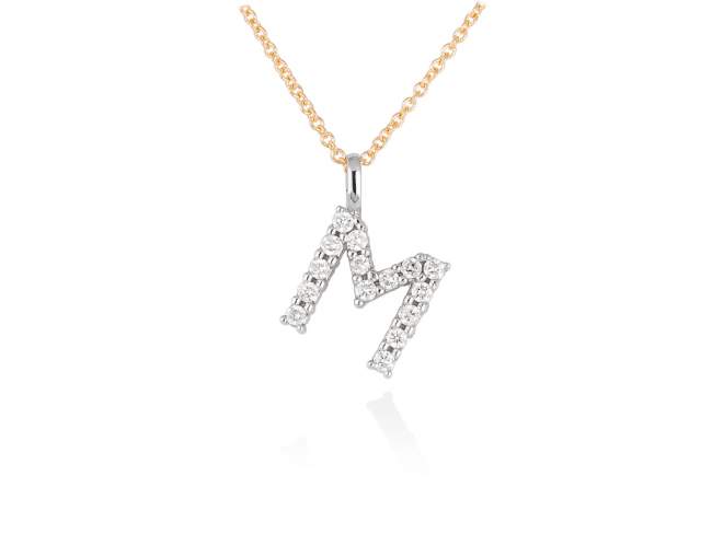 Necklace in 18kt. Gold and diamonds de Marina Garcia Joyas en plata Necklace in yellow and white 18kt gold with 15 diamonds carat total weight 0.15 (Color: Top Wesselton (G) Clarity: SI). (Length of necklace: 40+2 cm. Letter dimensions: 10 x 8 mm.)