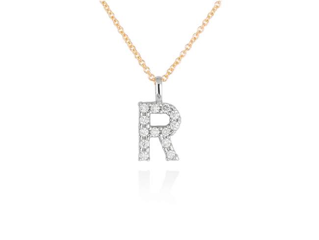 Necklace in 18kt. Gold and diamonds de Marina Garcia Joyas en plata Necklace in yellow and white 18kt gold with 13 diamonds carat total weight 0.13 (Color: Top Wesselton (G) Clarity: SI). (Length of necklace: 40+2 cm. Letter dimensions: 10 x 8 mm.)