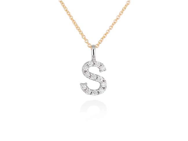 Necklace in 18kt. Gold and diamonds de Marina Garcia Joyas en plata Necklace in yellow and white 18kt gold with 12 diamonds carat total weight 0.12 (Color: Top Wesselton (G) Clarity: SI). (Length of necklace: 40+2 cm. Letter dimensions: 10 x 8 mm.)