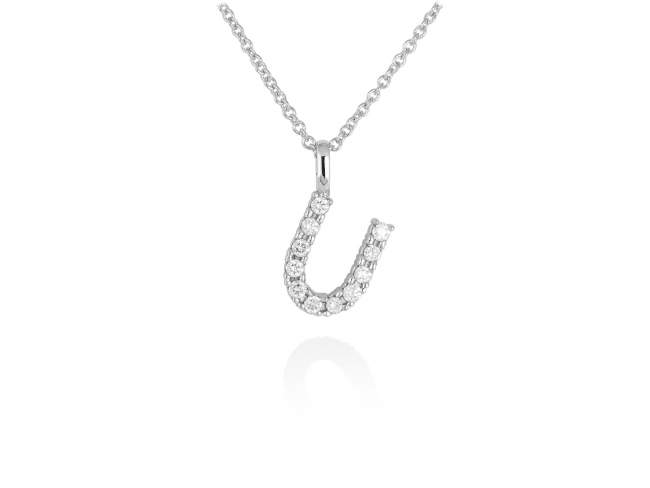 Necklace in 18kt. Gold and diamonds de Marina Garcia Joyas en plata Necklace in white 18kt gold with 11 diamonds carat total weight 0.11 (Color: Top Wesselton (G) Clarity: SI). (Length of necklace: 40+2 cm. Letter dimensions: 10 x 8 mm.)