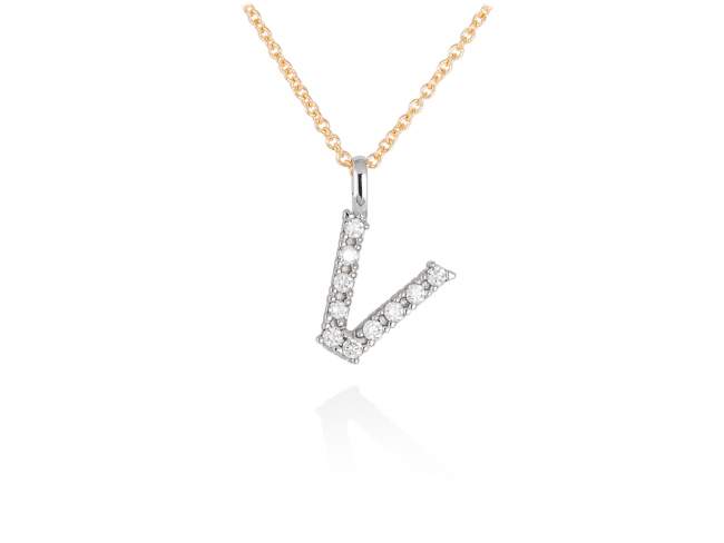 Necklace in 18kt. Gold and diamonds de Marina Garcia Joyas en plata Necklace in yellow and white 18kt gold with 10 diamonds carat total weight 0.10 (Color: Top Wesselton (G) Clarity: SI). (Length of necklace: 40+2 cm. Letter dimensions: 10 x 8 mm.)