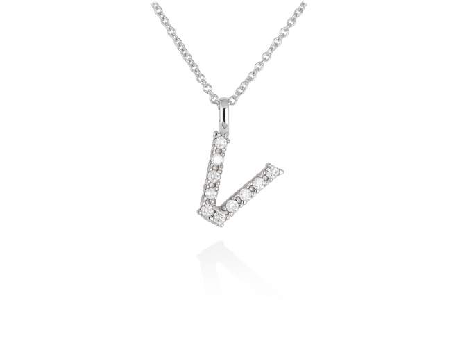 Necklace in 18kt. Gold and diamonds de Marina Garcia Joyas en plata Necklace in white 18kt gold with 10 diamonds carat total weight 0.10 (Color: Top Wesselton (G) Clarity: SI). (Length of necklace: 40+2 cm. Letter dimensions: 10 x 8 mm.)