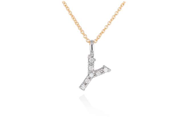 Necklace in 18kt. Gold and diamonds de Marina Garcia Joyas en plata Necklace in yellow and white 18kt gold with 7 diamonds carat total weight 0.07 (Color: Top Wesselton (G) Clarity: SI). (Length of necklace: 40+2 cm. Letter dimensions: 10 x 8 mm.)