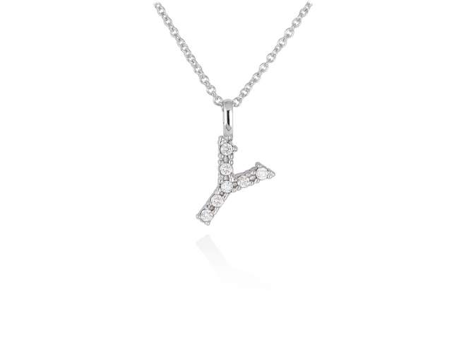 Necklace in 18kt. Gold and diamonds de Marina Garcia Joyas en plata Necklace in white 18kt gold with 7 diamonds carat total weight 0.07 (Color: Top Wesselton (G) Clarity: SI). (Length of necklace: 40+2 cm. Letter dimensions: 10 x 8 mm.)