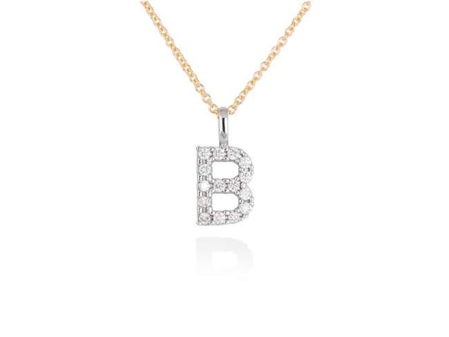 Necklace in 18kt. Gold and diamonds de Marina Garcia Joyas en plata Necklace in yellow and white 18kt gold with 15 diamonds carat total weight 0.15 (Color: Top Wesselton (G) Clarity: SI). (Length of necklace: 40+2 cm. Letter dimensions: 10 x 8 mm.)