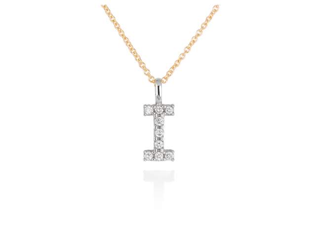 Necklace in 18kt. Gold and diamonds de Marina Garcia Joyas en plata Necklace in yellow and white 18kt gold with 9 diamonds carat total weight 0.09 (Color: Top Wesselton (G) Clarity: SI). (Length of necklace: 38+2 cm. Letter dimensions: 10 x 8 mm.)