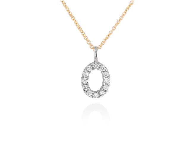 Necklace in 18kt. Gold and diamonds de Marina Garcia Joyas en plata Necklace in yellow and white 18kt gold with 12 diamonds carat total weight 0.12 (Color: Top Wesselton (G) Clarity: SI). (Length of necklace: 38+2 cm. Letter dimensions: 10 x 8 mm.)