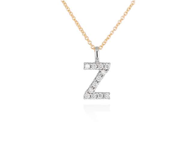 Necklace in 18kt. Gold and diamonds de Marina Garcia Joyas en plata Necklace in yellow and white 18kt gold with 12 diamonds carat total weight 0.12 (Color: Top Wesselton (G) Clarity: SI). (Length of necklace: 42+3 cm. Letter dimensions: 10 x 8 mm.)