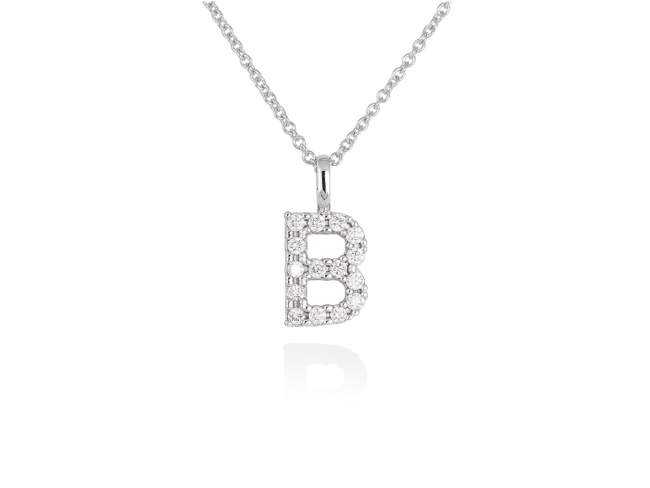 Necklace in 18kt. Gold and diamonds de Marina Garcia Joyas en plata Necklace in white 18kt gold with 15 diamonds carat total weight 0.15 (Color: Top Wesselton (G) Clarity: SI). (Length of necklace: 38+2 cm. Letter dimensions: 10 x 8 mm.)