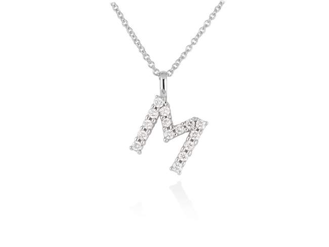 Necklace in 18kt. Gold and diamonds de Marina Garcia Joyas en plata Necklace in white 18kt gold with 15 diamonds carat total weight 0.15 (Color: Top Wesselton (G) Clarity: SI). (Length of necklace: 38+2 cm. Letter dimensions: 10 x 8 mm.)