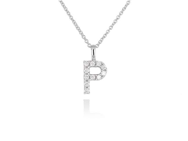 Necklace in 18kt. Gold and diamonds de Marina Garcia Joyas en plata Necklace in white 18kt gold with 11 diamonds carat total weight 0.11 (Color: Top Wesselton (G) Clarity: SI). (Length of necklace: 38+2 cm. Letter dimensions: 10 x 8 mm.)